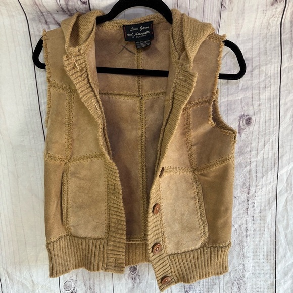 Vintage Jackets & Blazers - Vintage hooded patchwork western 100% shell split cowhide leather vest medium